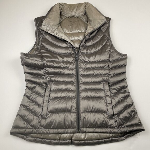 Bernardo Goose Down Puffer Vest Women's Size S Full Zip and Pockets Gray /Silver - Picture 1 of 6